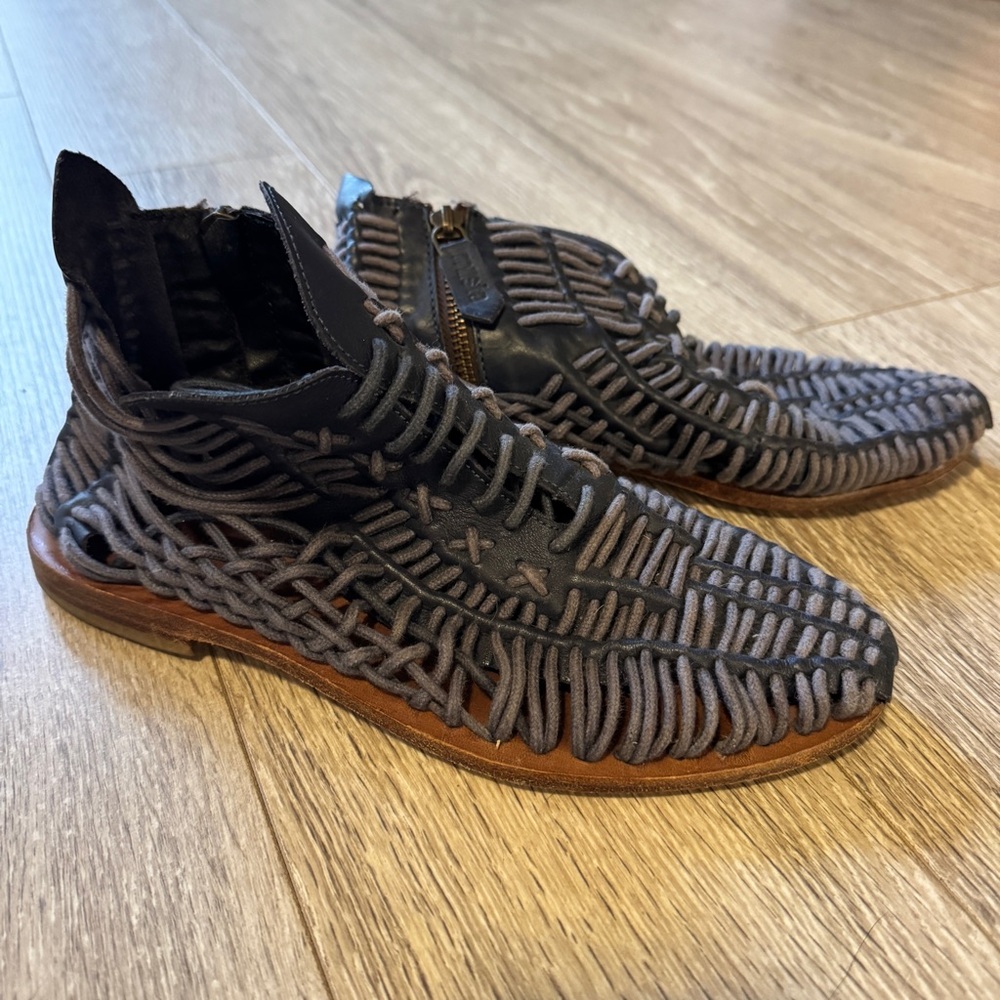 Miista Woven/Laced Booties in Blue